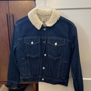 Madewell Dark Blue Jean Jacket with Cream Collar